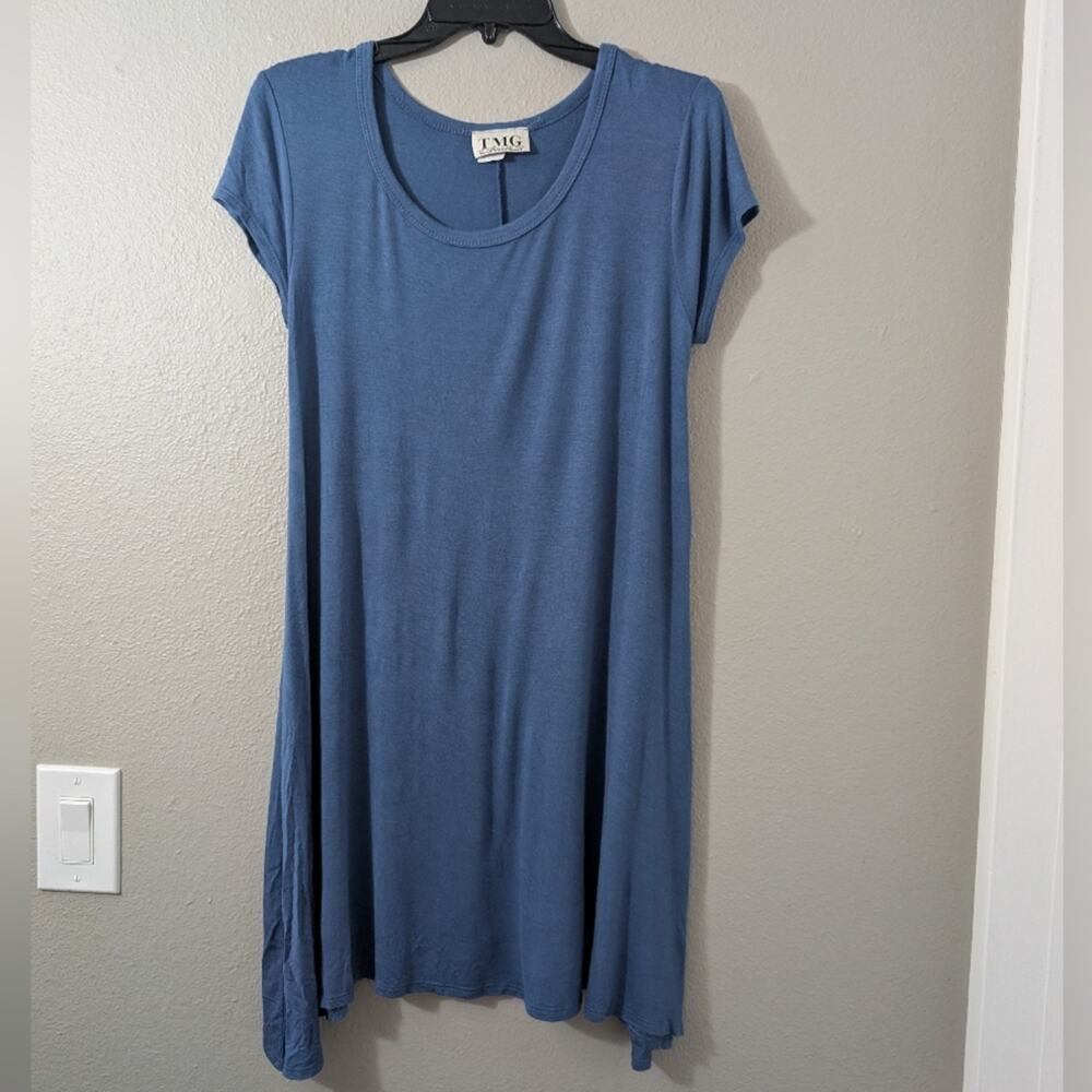 TMG Women's Blue Dress Shirt Dress